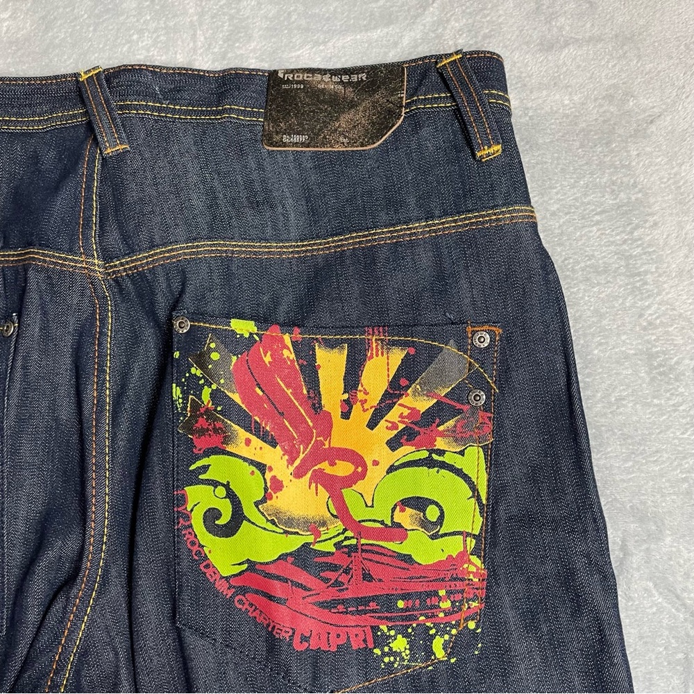 Rocawear Roca Wear Jeans 36 Men’s Painted Pocket Loose Hip Hop‎ Dark